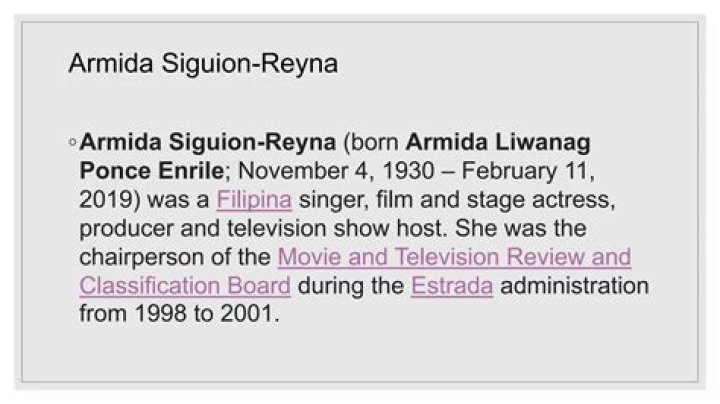 Armida Siguion-Reyna Net Worth